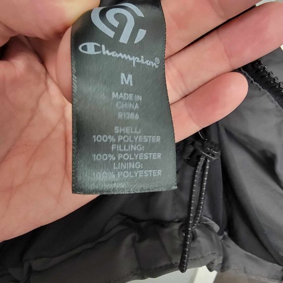 Champions Mens Medium black Jacket waterproof lined hood M winter fall - Picture 10 of 16